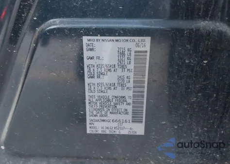 2016 Nissan Pathfinder Sl from USA, damaged, VIN 5N1AR2MMXGC666161